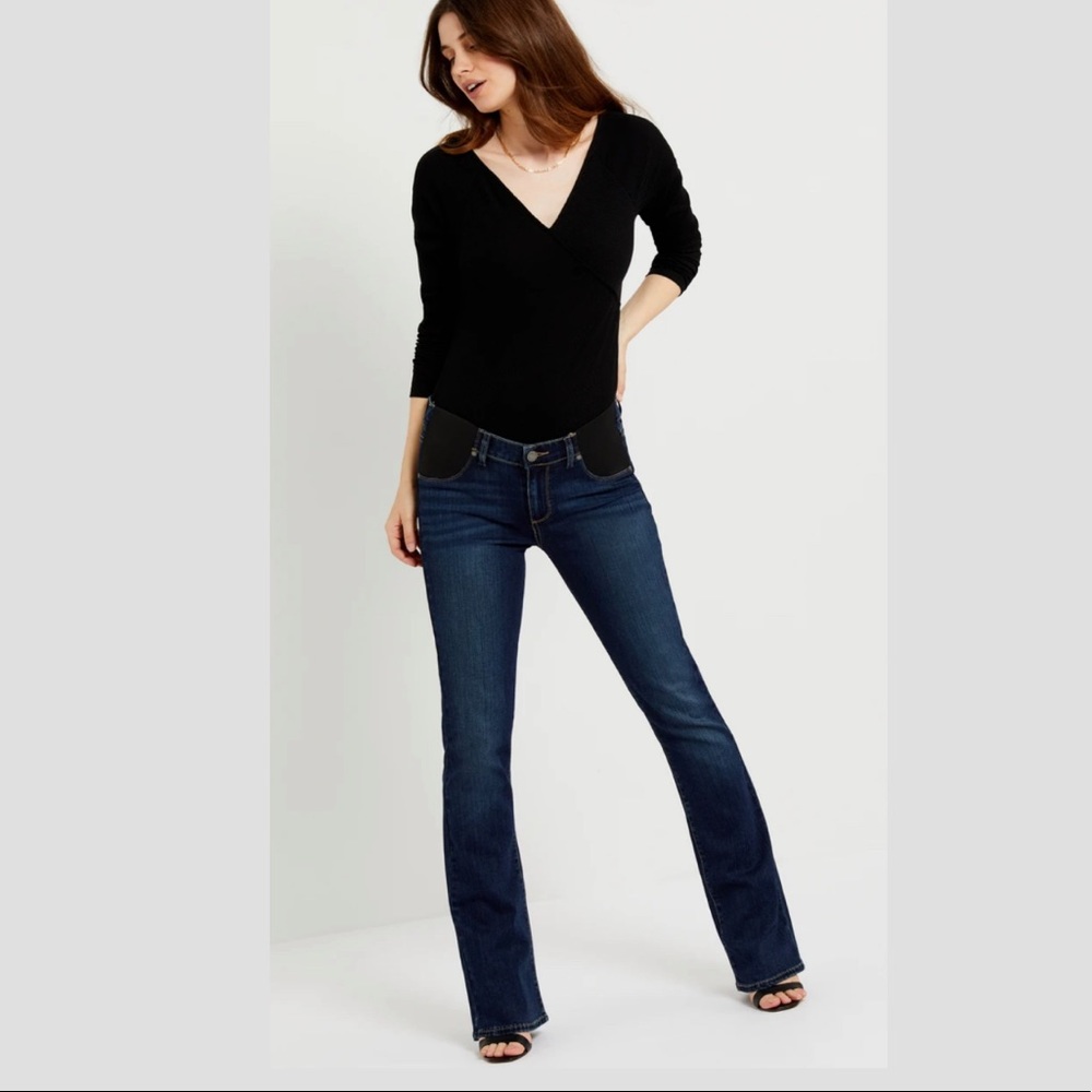 PAIGE Maternity Side Panel Boot Cut Jeans Blue Size: 31